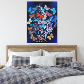 Butterflies, levendige kleuren,  illustratie canvas afdruk (Insitu (Slaapkamer))