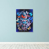 Butterflies, levendige kleuren,  illustratie canvas afdruk (Insitu (Houten vloer))