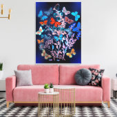 Butterflies, levendige kleuren,  illustratie canvas afdruk (Insitu (Woonkamer))