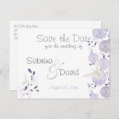 Butterflies & Lila Chrysanthemum Opslaan Datum Aankondigingskaart (Voorkant / Achterkant)