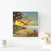 Butterflies Love Sunset Lake Wall klok (Huis)