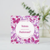 Butterflies magenta roze is mijn Bridesmaid Kaart (Staand voorkant)