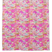 Butterflies, meervoudig en dieproze douchegordijn (Voorkant)