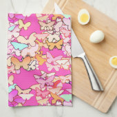 Butterflies, meervoudig en dieproze theedoek (Quarter Fold)