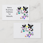 Butterflies met bloemen in kleur, Visitekaartjes (Voorkant / Achterkant)
