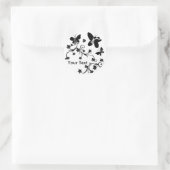 Butterflies met bloemen zwart op witte stickers (Tas)