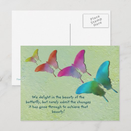 Butterflies met Gezegde Briefkaart (Voorkant / Achterkant)