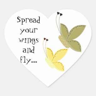  Butterflies met Gezegde Hart Sticker