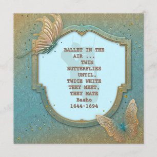 Butterflies met haiku door Basho uitnodigen Kaart