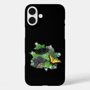 Butterflies met leder-spoelen en -stangen iPhone 16 plus hoesje