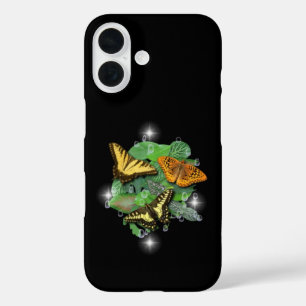 Butterflies met leder-spoelen en -stangen iPhone 16 hoesje