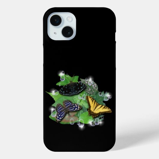 Butterflies met lederen regendruppels Case-Mate iPhone case (Achterkant)