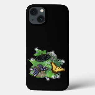 Butterflies met lederen regendruppels Case-Mate iPhone case