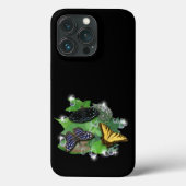 Butterflies met lederen regendruppels Case-Mate iPhone case (Achterkant)