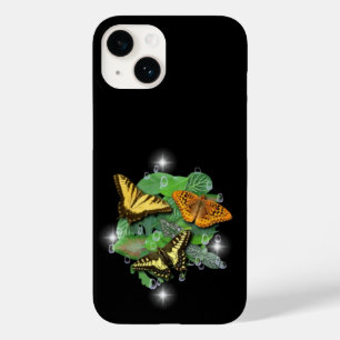 Butterflies met lederen regendruppels Case-Mate iPhone 14 hoesje
