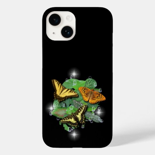 Butterflies met lederen regendruppels Case-Mate iPhone case (Achterkant)