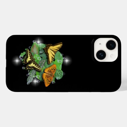 Butterflies met lederen regendruppels Case-Mate iPhone case (Achterkant (horizontaal))