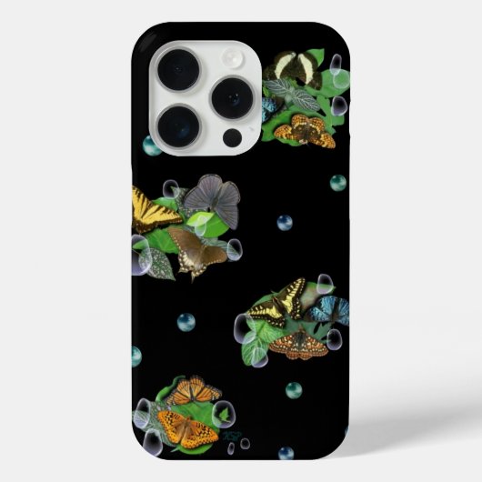 Butterflies met lederen regendruppels en parels Case-Mate iPhone case (Achterkant)