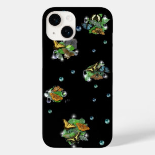 Butterflies met lederen regendruppels en parels Case-Mate iPhone 14 hoesje
