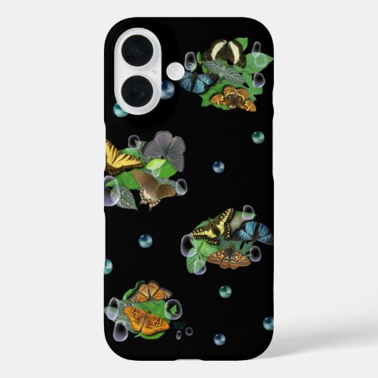 Butterflies met lederen regendruppels en parels Case-Mate iPhone case (Achterkant)