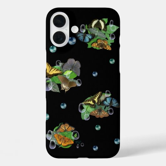 Butterflies met lederen regendruppels en parels Case-Mate iPhone case (Achterkant)