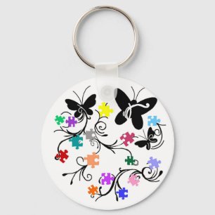 Butterflies met sleutelketen van puzzelstukjes sleutelhanger
