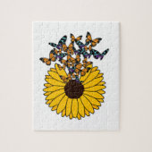 Butterflies met zonnebloem legpuzzel (Verticaal)