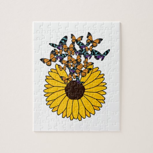 Butterflies met zonnebloem legpuzzel (Verticaal)