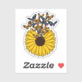 Butterflies met zonnebloem sticker (Vel)