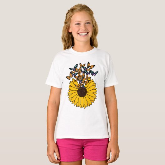 Butterflies met zonnebloem t-shirt (Voorkant volledig)
