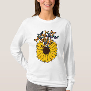 Butterflies met zonnebloem t-shirt