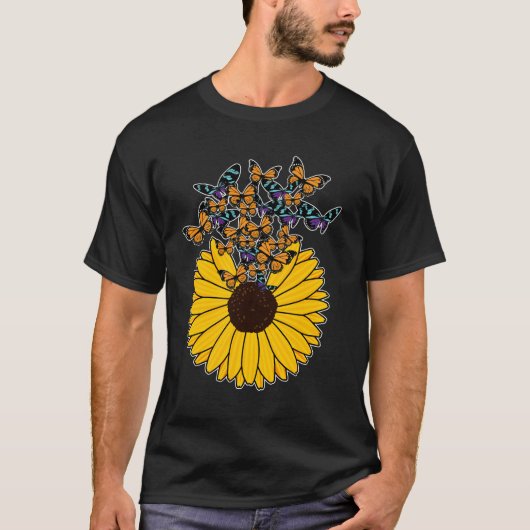 Butterflies met zonnebloem t-shirt (Voorkant)