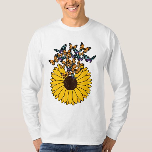 Butterflies met zonnebloem t-shirt (Voorkant)