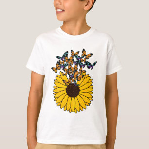 Butterflies met zonnebloem t-shirt