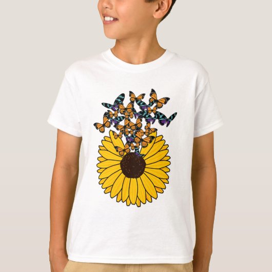 Butterflies met zonnebloem t-shirt (Voorkant)