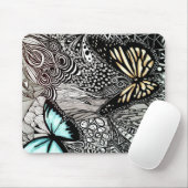 Butterflies met zwart en wit design muismat (Met muis)