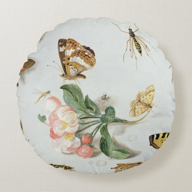 Butterflies, moden en andere insecten rond kussen (Voorkant)