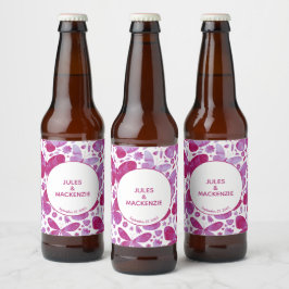 Butterflies Modern Boho Waterverf Magenta Roze Bier Etiket