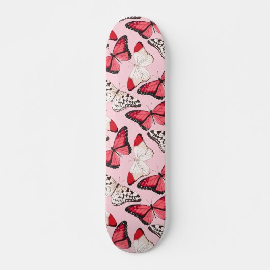 Butterflies Moderne Natuur Girly Pink Persoonlijk Skateboard (Voorkant)