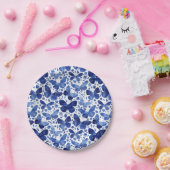 Butterflies Moderne Waterverf Blue Papieren Bordje (Feest)