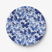 Butterflies Moderne Waterverf Blue Papieren Bordje (Voorkant)
