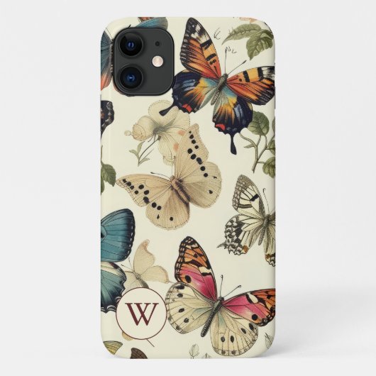  Butterflies Monogram Case-Mate iPhone Case (Achterkant)