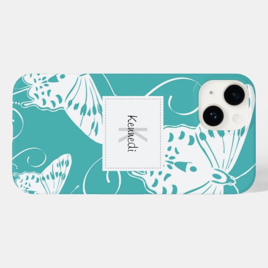 Butterflies Monogram Patroon Case-Mate iPhone Case (Achterkant (horizontaal))