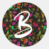 Butterflies-monogram Ronde Sticker (Voorkant)