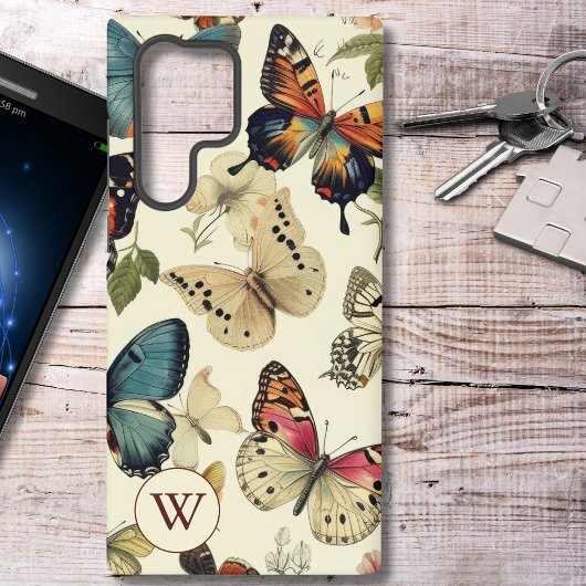  Butterflies Monogram Samsung Galaxy Hoesje