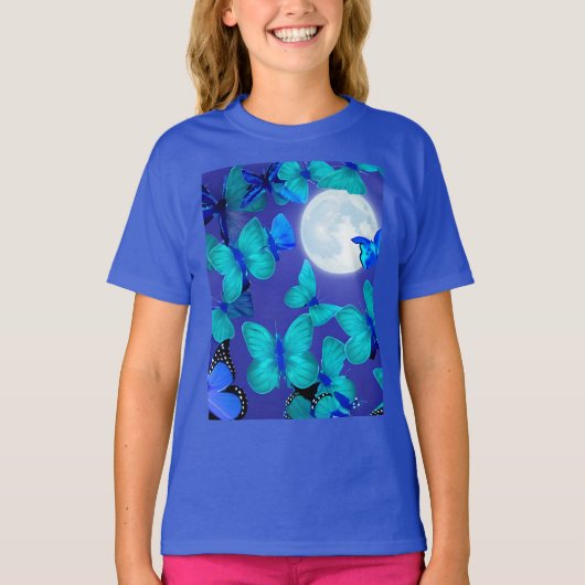 Butterflies & Moths in a Blue Moonlit Sky Kind T-shirt (Voorkant)