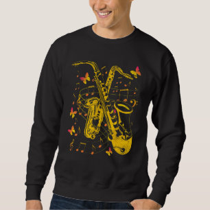 Butterflies Muzieknoten Saxophonist Jazz Musicus Trui