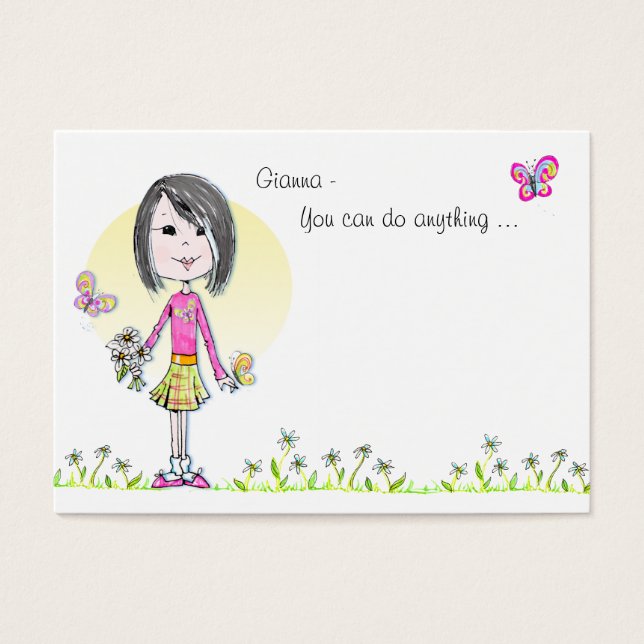 Butterflies n' Daisies front&back Lunchbox notitie Visitekaartjes (Voorkant)