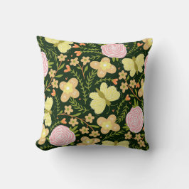 BUTTERFLIES n FLOWERS THROW PILLOW Kussen