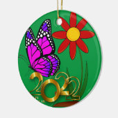 Butterflies, New Year, 2022, kersttriptych Keramisch Ornament (Links)